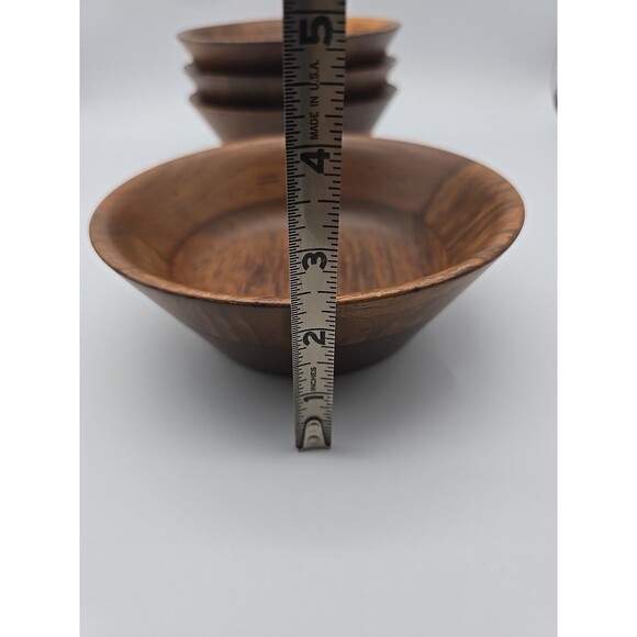 Vintage MCM Solid Black Walnut Wooden Bowls Handmade USA Set of 4 - Picture 9 of 10